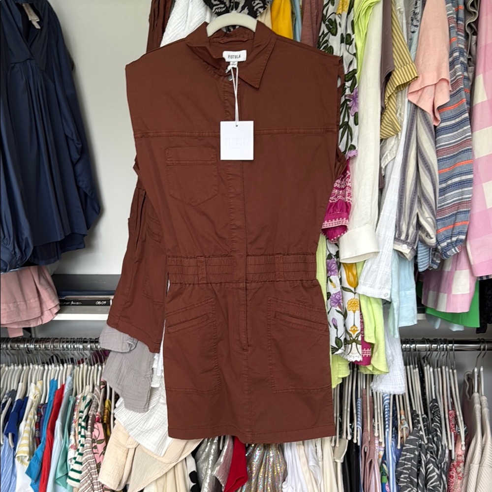 pistola Rust Brown Sleeveless Mini Dress